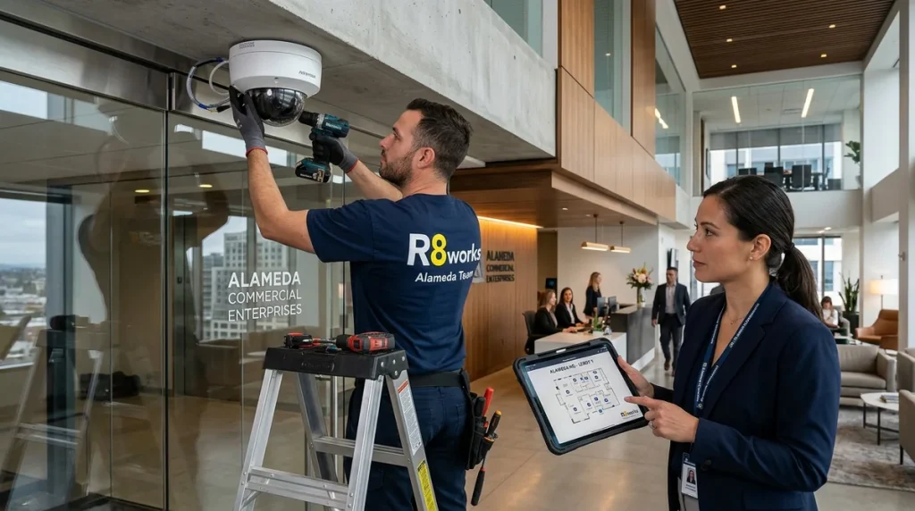 Commercial security camera installation for businesses in Alameda
